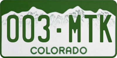 CO license plate 003MTK