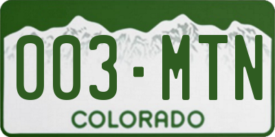 CO license plate 003MTN