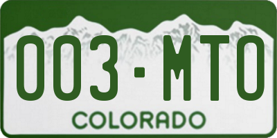 CO license plate 003MTO