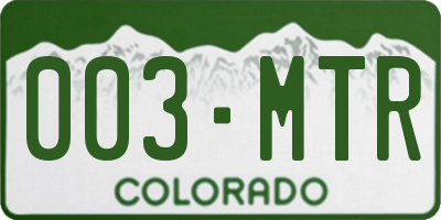 CO license plate 003MTR