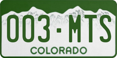 CO license plate 003MTS