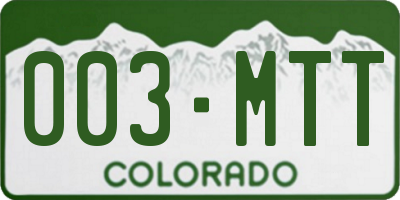 CO license plate 003MTT