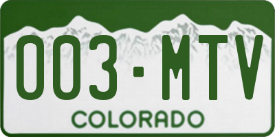 CO license plate 003MTV