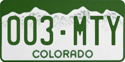 CO license plate 003MTY