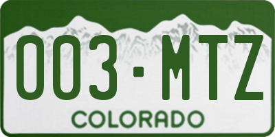 CO license plate 003MTZ