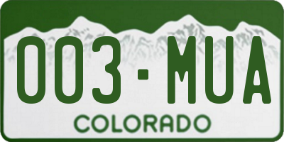 CO license plate 003MUA