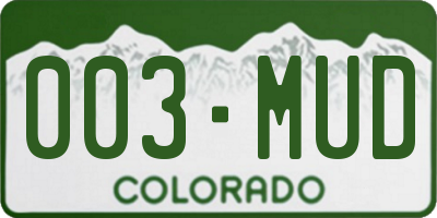 CO license plate 003MUD