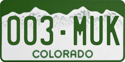 CO license plate 003MUK