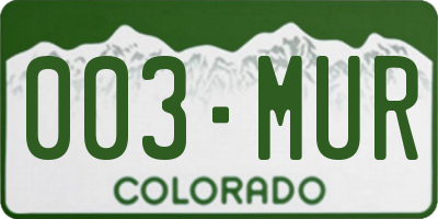 CO license plate 003MUR