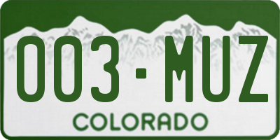 CO license plate 003MUZ