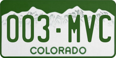 CO license plate 003MVC