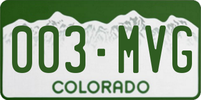 CO license plate 003MVG