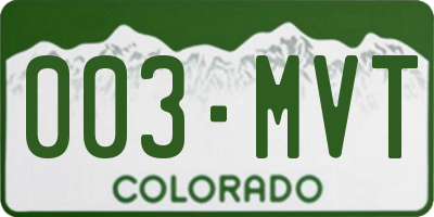 CO license plate 003MVT