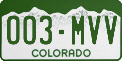 CO license plate 003MVV
