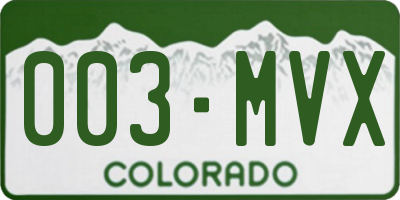 CO license plate 003MVX