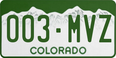 CO license plate 003MVZ