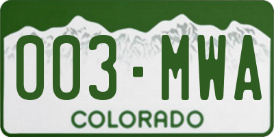 CO license plate 003MWA
