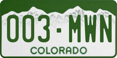 CO license plate 003MWN