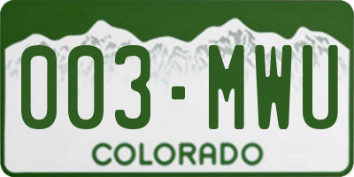 CO license plate 003MWU