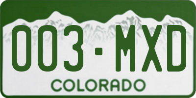 CO license plate 003MXD