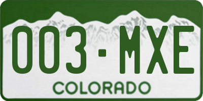 CO license plate 003MXE