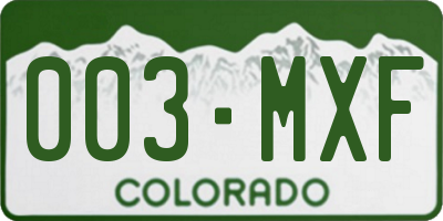 CO license plate 003MXF