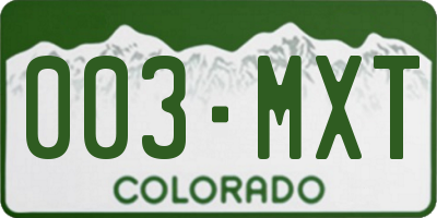 CO license plate 003MXT