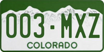 CO license plate 003MXZ