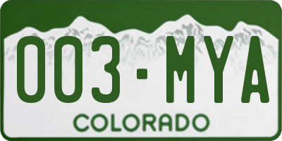 CO license plate 003MYA