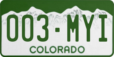 CO license plate 003MYI