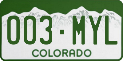 CO license plate 003MYL