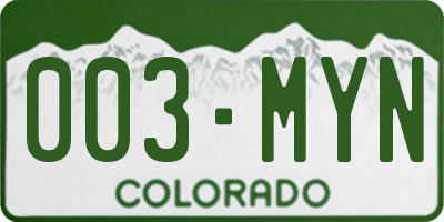 CO license plate 003MYN