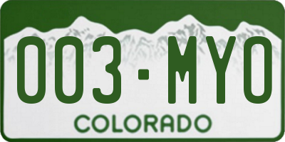 CO license plate 003MYO