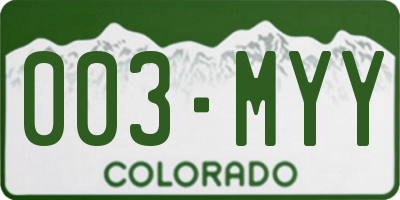 CO license plate 003MYY