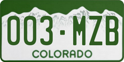 CO license plate 003MZB