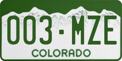 CO license plate 003MZE