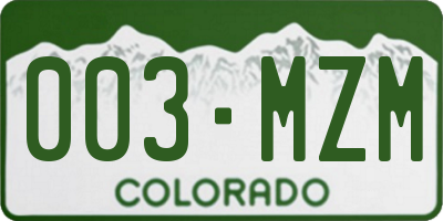 CO license plate 003MZM