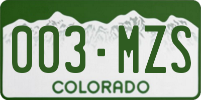 CO license plate 003MZS