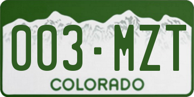 CO license plate 003MZT