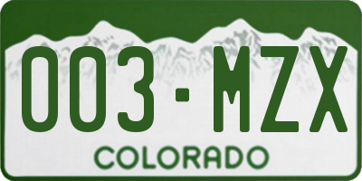 CO license plate 003MZX