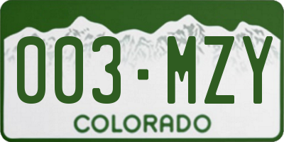CO license plate 003MZY