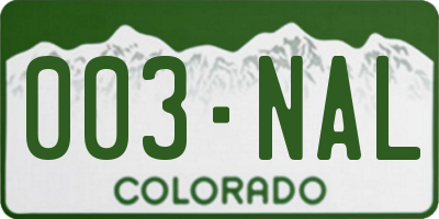 CO license plate 003NAL