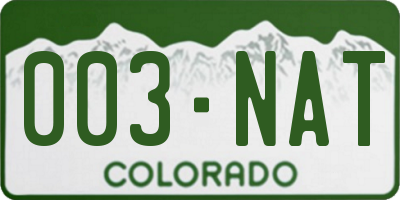 CO license plate 003NAT