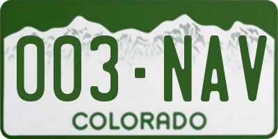 CO license plate 003NAV