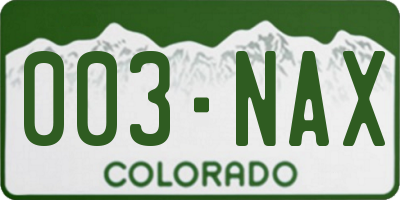 CO license plate 003NAX