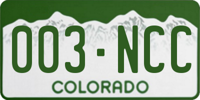 CO license plate 003NCC