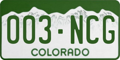CO license plate 003NCG