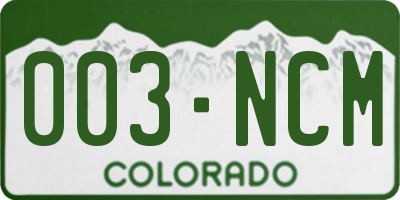 CO license plate 003NCM