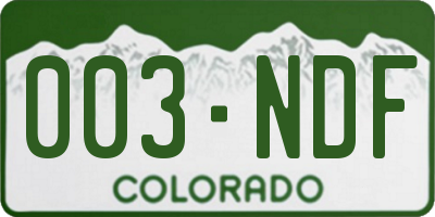 CO license plate 003NDF