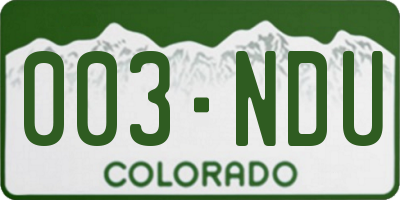 CO license plate 003NDU